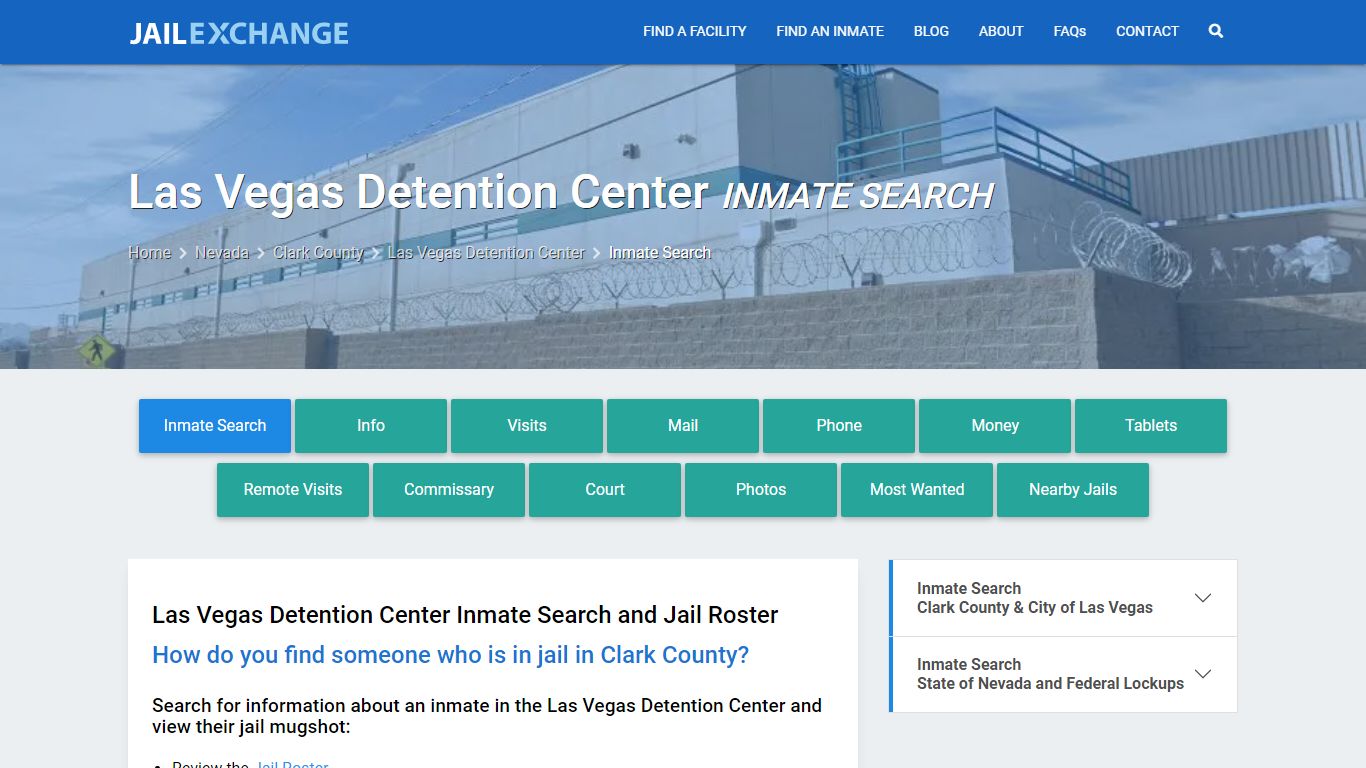 Inmate Search: Roster & Mugshots - Las Vegas Detention Center, NV